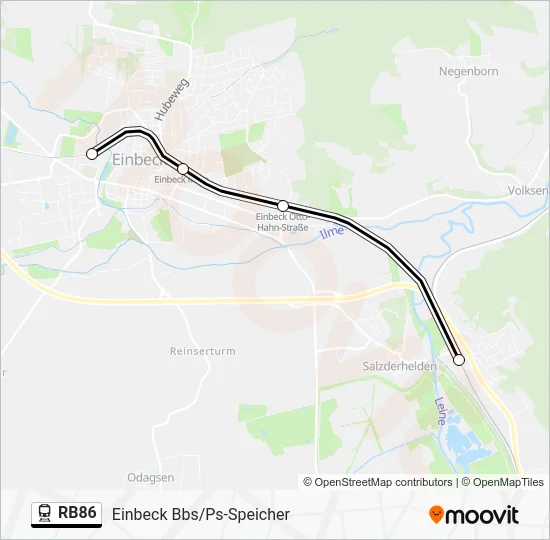 Поезд RB86: карта маршрута