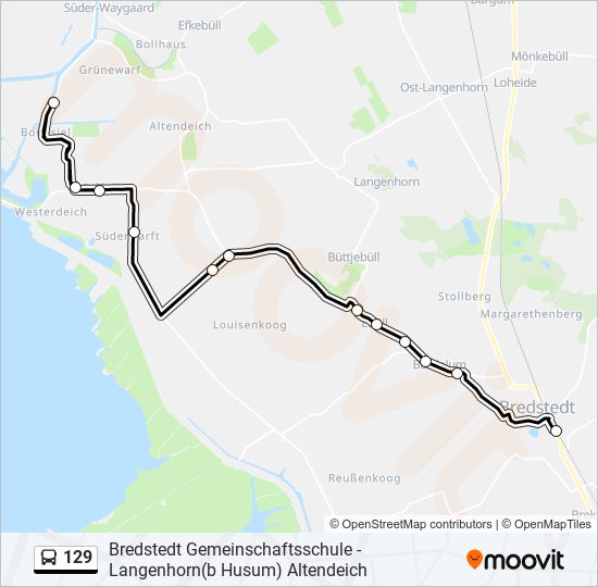 Автобус 129: карта маршрута
