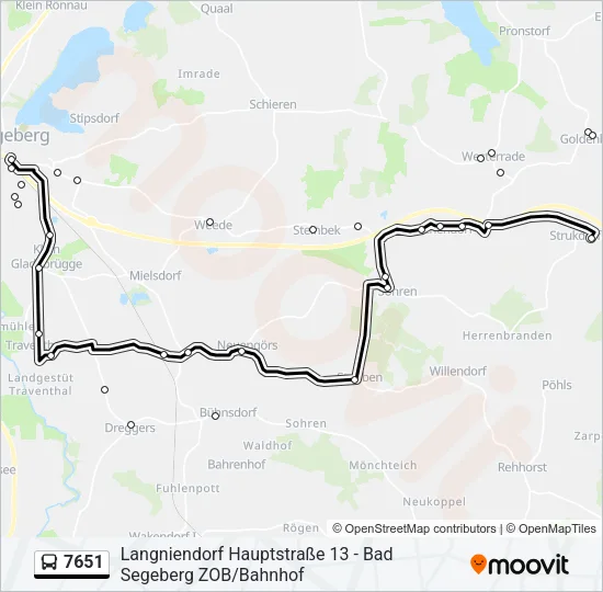 Автобус 7651: карта маршрута