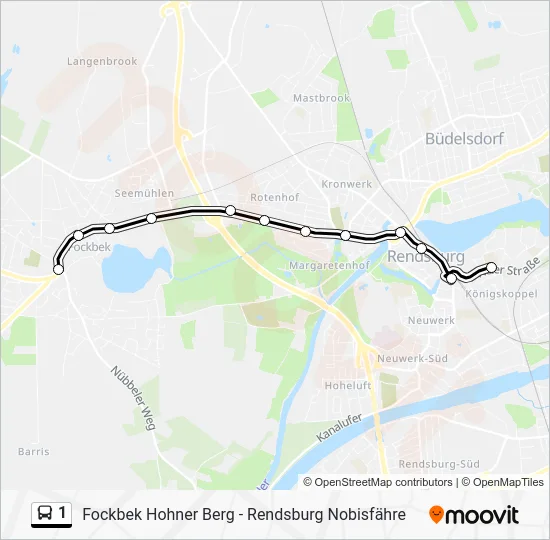Автобус 1: карта маршрута