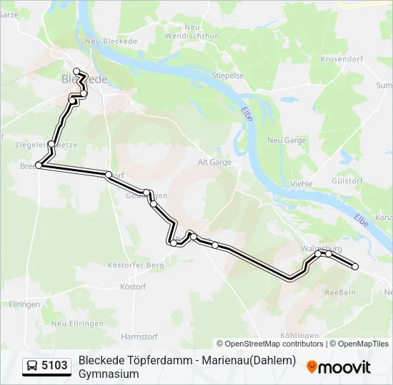 Автобус 5103: карта маршрута