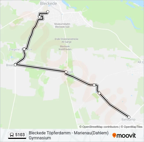 Автобус 5103: карта маршрута