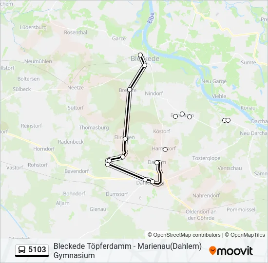 Автобус 5103: карта маршрута