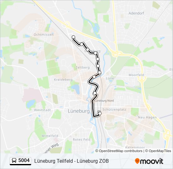 5004 bus Line Map