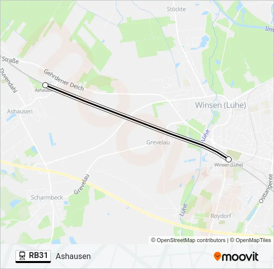 Поезд RB31: карта маршрута