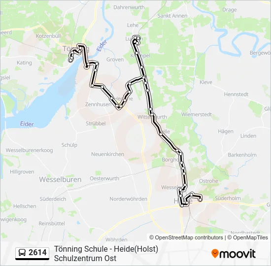 Автобус 2614: карта маршрута