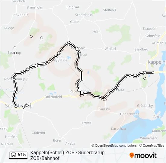 Автобус 615: карта маршрута
