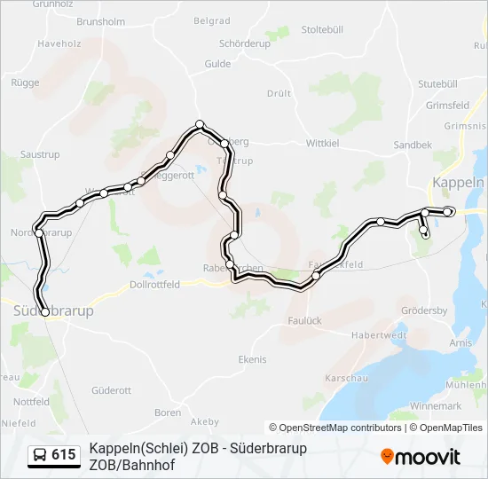 Автобус 615: карта маршрута