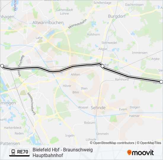 RE70 train Line Map