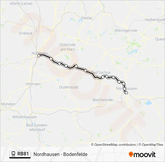 Поезд RB81: карта маршрута