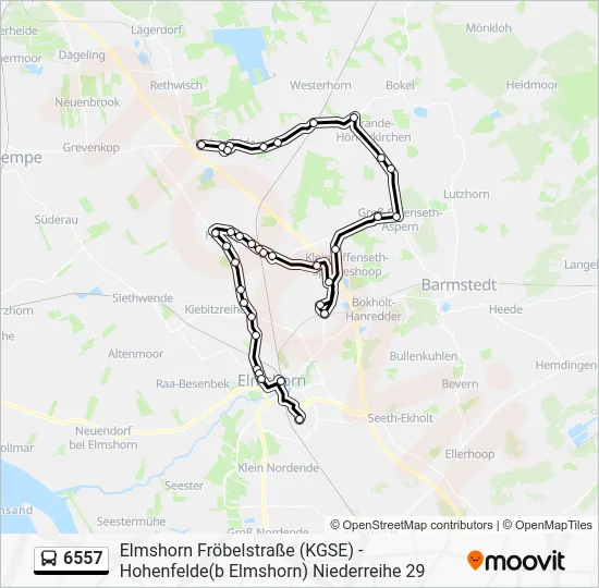 Автобус 6557: карта маршрута