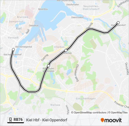 Поезд RB76: карта маршрута