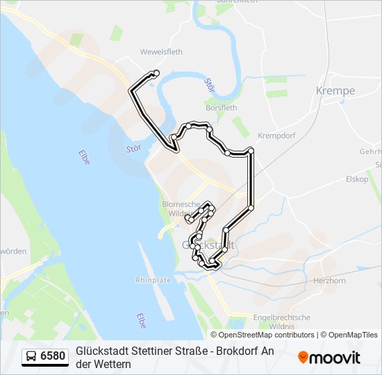 Автобус 6580: карта маршрута