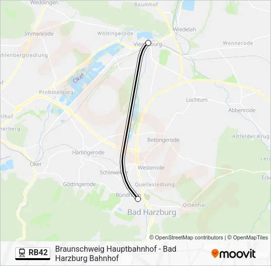 Поезд RB42: карта маршрута