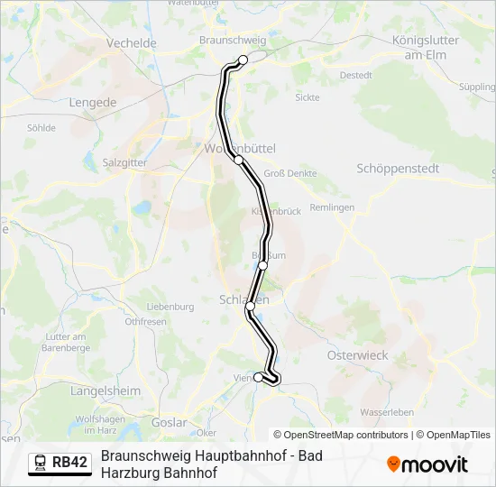 Поезд RB42: карта маршрута