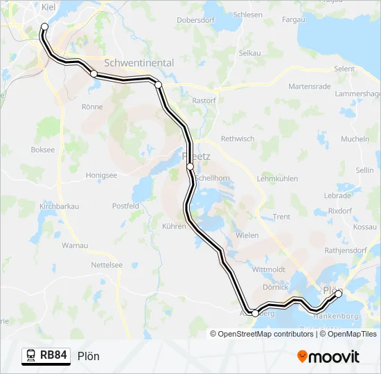 Поезд RB84: карта маршрута