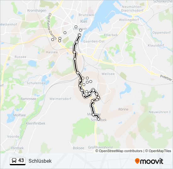 43 bus Line Map