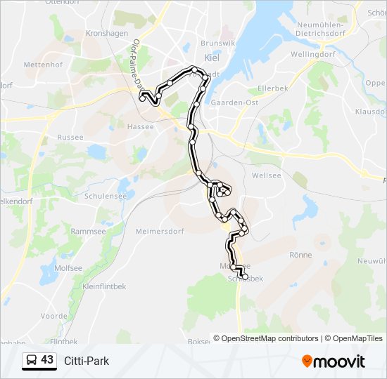 43 bus Line Map