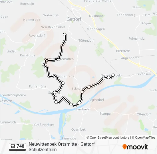 Автобус 748: карта маршрута