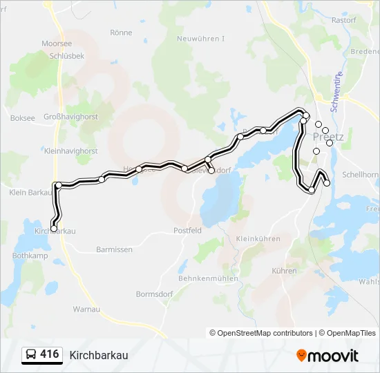 416 Bus Line Map