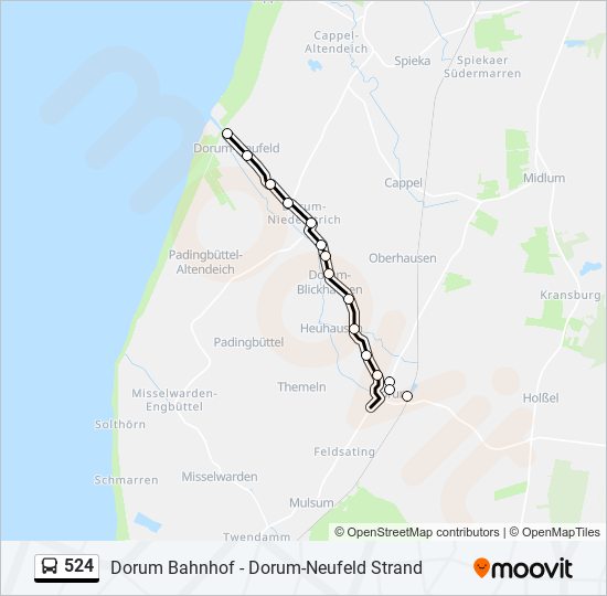 Автобус 524: карта маршрута