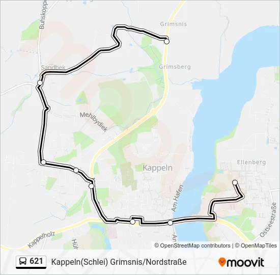 Автобус 621: карта маршрута