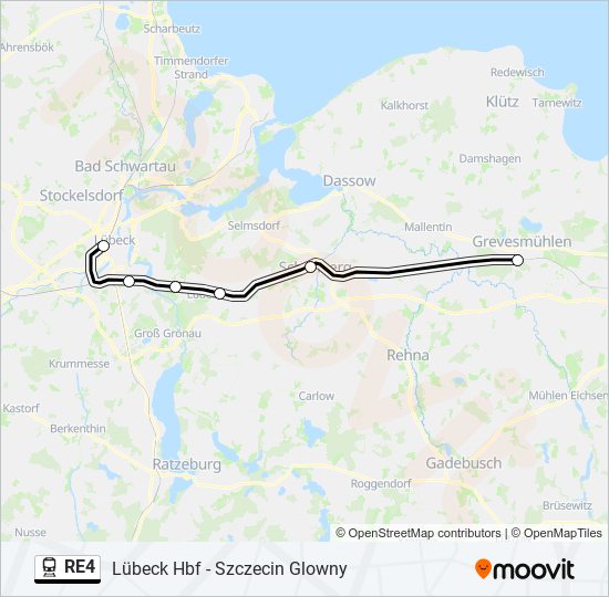 Поезд RE4: карта маршрута
