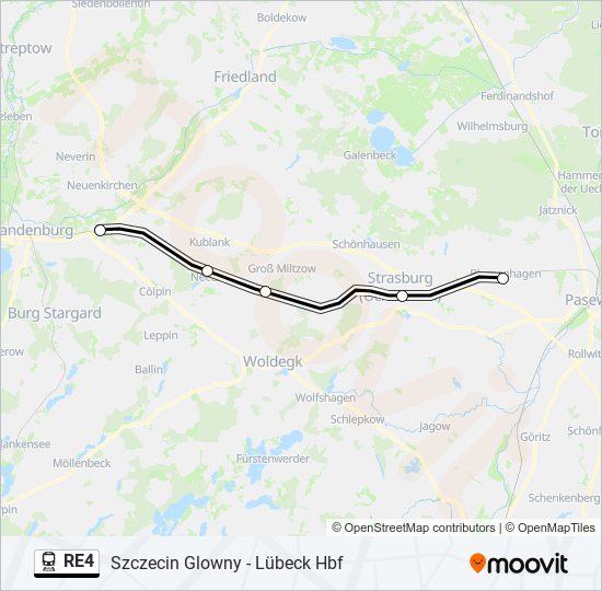 Поезд RE4: карта маршрута