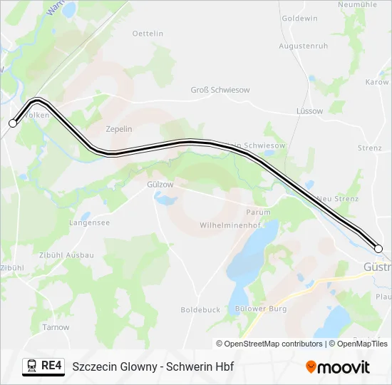 Поезд RE4: карта маршрута