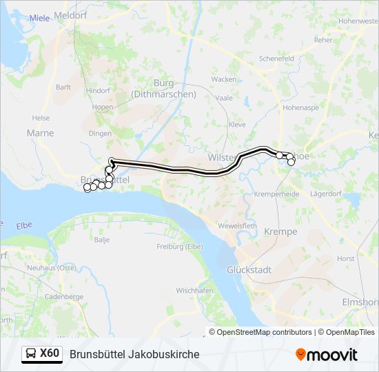 Маршрут X60: Расписание, Карты И Остановки - Brunsbüttel.