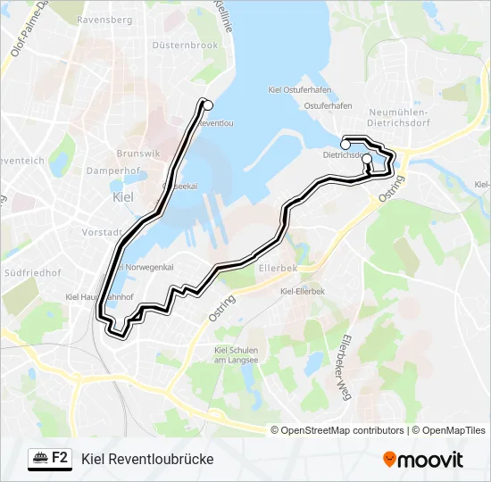 Паром F2: карта маршрута