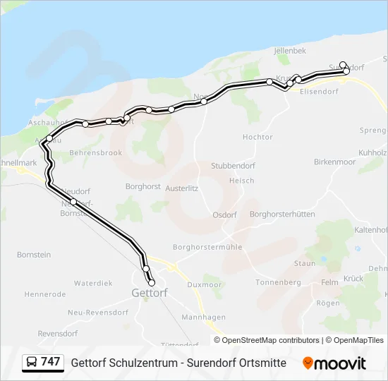 Автобус 747: карта маршрута