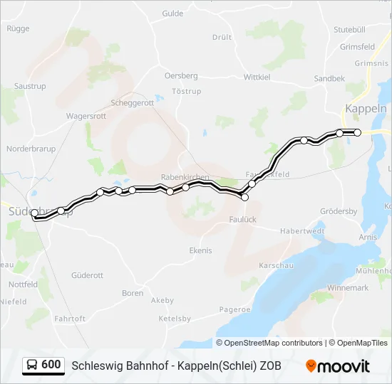 Автобус 600: карта маршрута