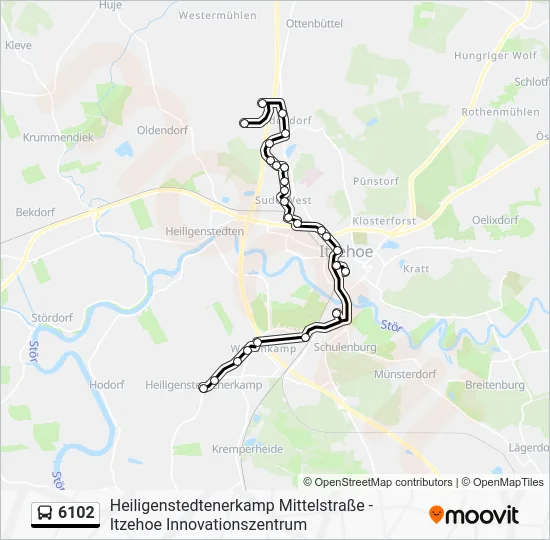 Автобус 6102: карта маршрута