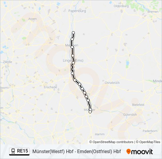 RE15 train Line Map