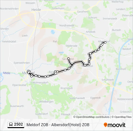 Автобус 2502: карта маршрута