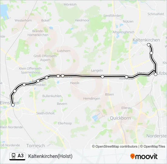 Поезд A3: карта маршрута