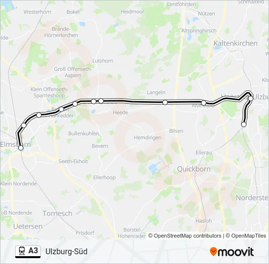 Поезд A3: карта маршрута