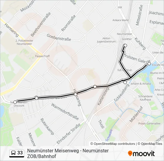 Автобус 33: карта маршрута