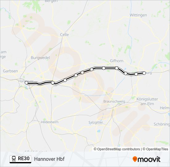 RE30 train Line Map