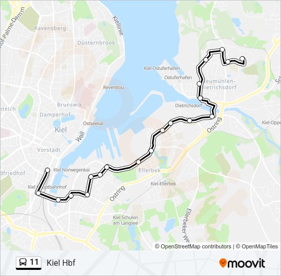 Автобус 11: карта маршрута