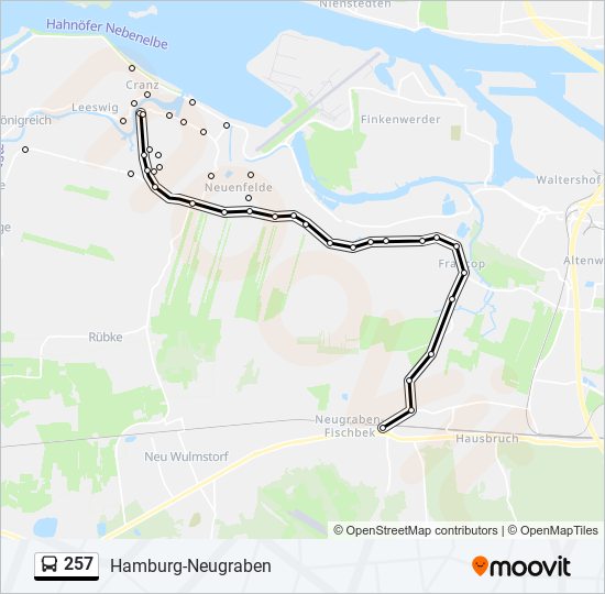 257 bus Line Map