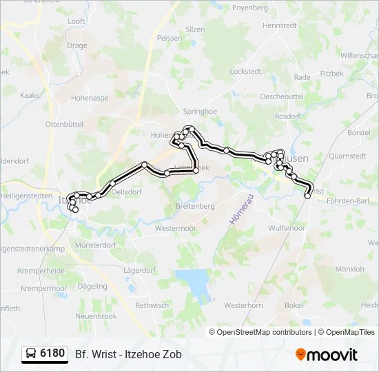 Автобус 6180: карта маршрута