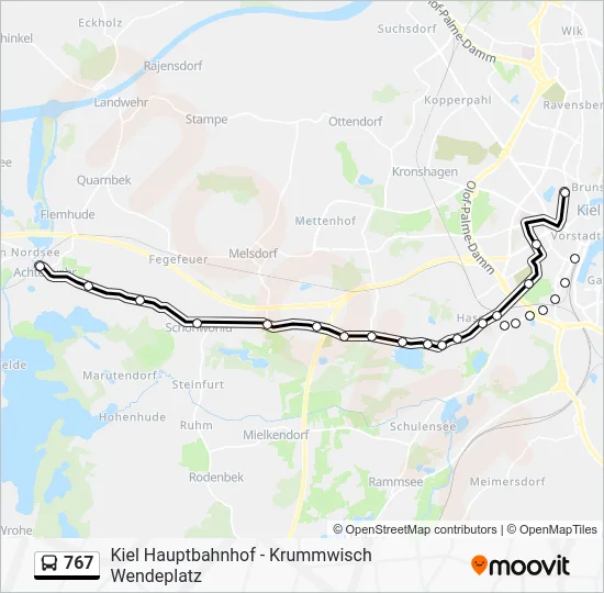 Автобус 767: карта маршрута