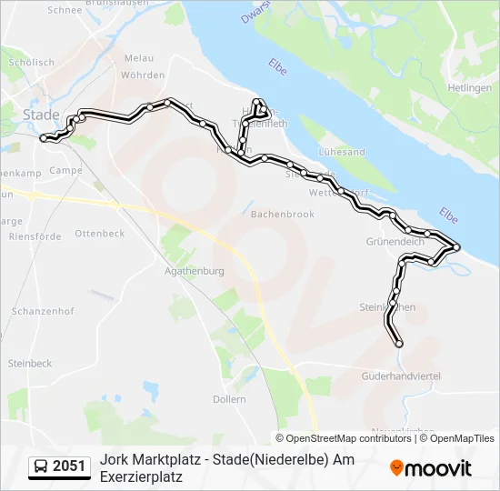 Автобус 2051: карта маршрута