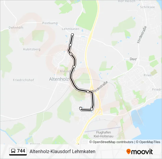 Автобус 744: карта маршрута