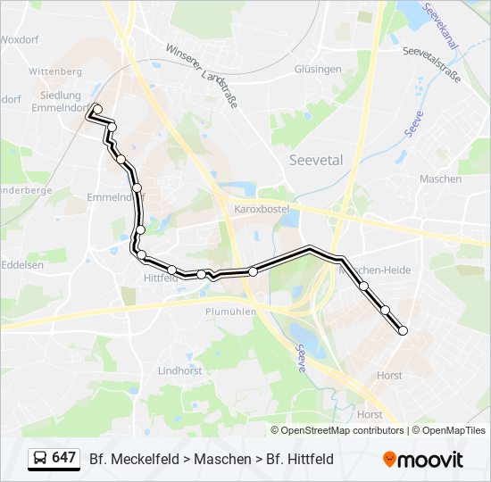 647 bus Line Map