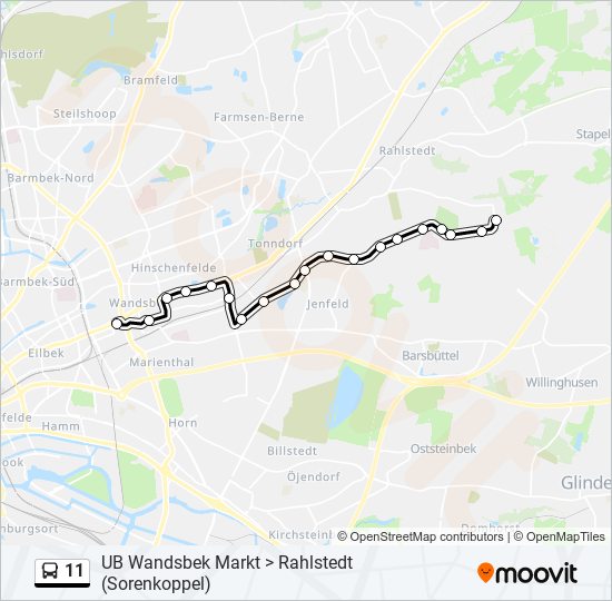 11 bus Line Map