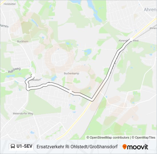 Автобус U1-SEV: карта маршрута