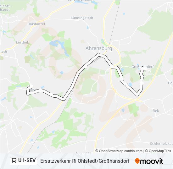 Автобус U1-SEV: карта маршрута